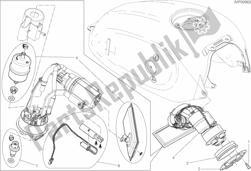 Tutte le parti per il Pompa Di Benzina del Ducati Scrambler Flat Track Thailand USA 803 2015
